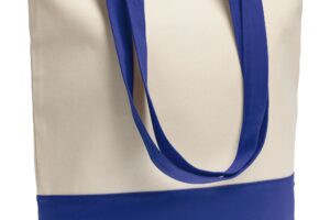 Сумка для покупок на молнии Shopaholic Zip, неокрашенная с синим Сумки и рюкзаки с логотипом Роспринтекс